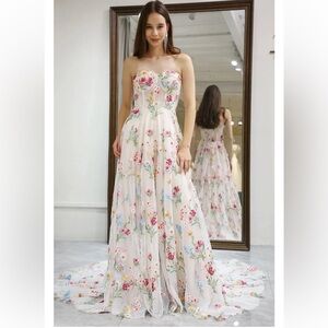 Floral Strapless Maxi Dress size 6 NWT
